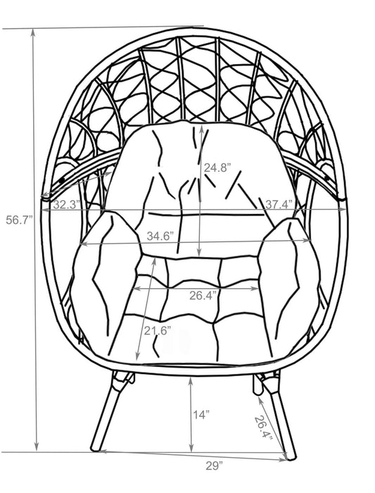 Fauteuil en forme d’œuf Coco de Kort & Co. pour la terrasse à l’extérieur - osier en résine tressé à la main, résistant aux rayons UV et aux intempéries - brun et beige