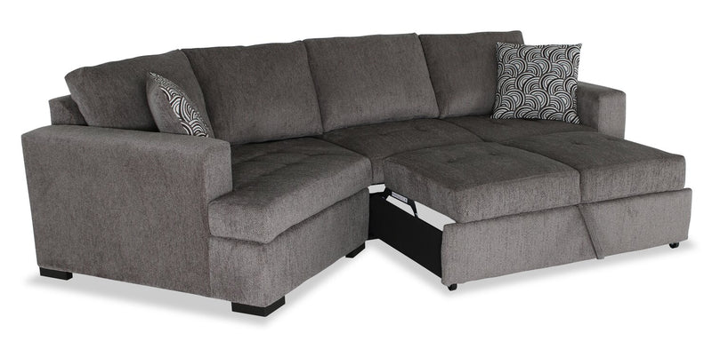 Sofa-lit sectionnel enveloppant de gauche Legend 2 pièces fabriqué au Canada en tissu de chenille - brun étain