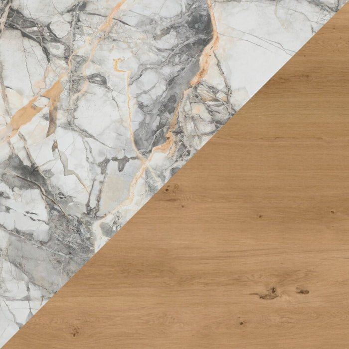 Table à café contemporaine Marina de 48 po avec carreaux en pierre, tablette et roulettes - naturelle