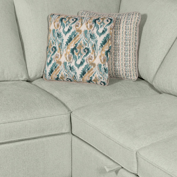 Sofa-lit sectionnel de gauche Haven de Scott Living 4 pièces en tissu de chenille avec fauteuil long de rangement - bleu écume de mer