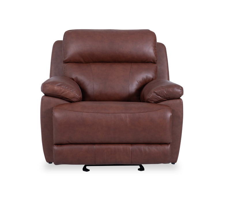 Fauteuil à inclinaison électrique Sorrento de 42 po en cuir véritable avec port USB - brun brique de Madrid
