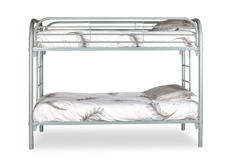 Lits superposés Logan pour enfants avec échelles et garde-corps, métal gris - simple et simple