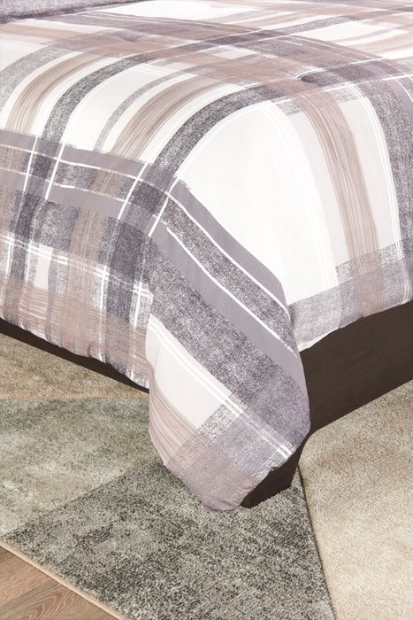 Ensemble d’édredon Connor de 3 pièces pour très grand lit - brun