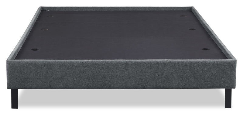 Lit plateforme Amos rembourré en tissu anthracite avec tête de lit capitonnée - format grand lit