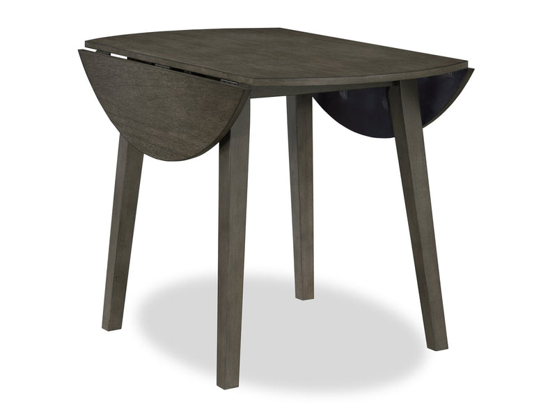 Ensemble de salle à manger Bryn 3 pièces avec table ronde de 42 po à abattant et 2 chaises en tissu  - gris foncé