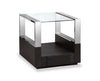 Table de bout moderne Perrin de 24 po avec dessus de table en verre, rangement et tablette - graphite