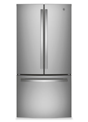 Réfrigérateur GE de 24,7 pi3 et de 33 po à portes françaises - acier inoxydable résistant aux traces de doigts - GNE25JYKFS