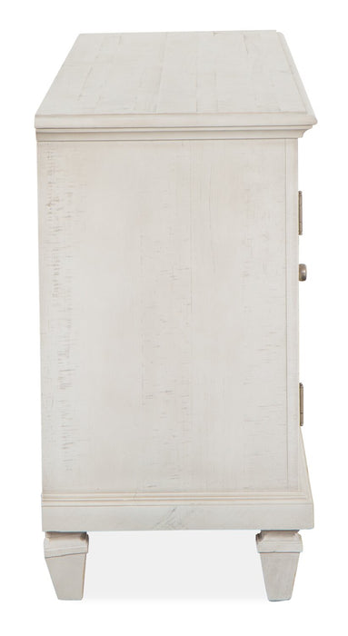 Meuble pour téléviseur rustique Baron de 82 po en pin avec rangement et système de gestion des câbles pour téléviseurs jusqu’à 90 po - albâtre