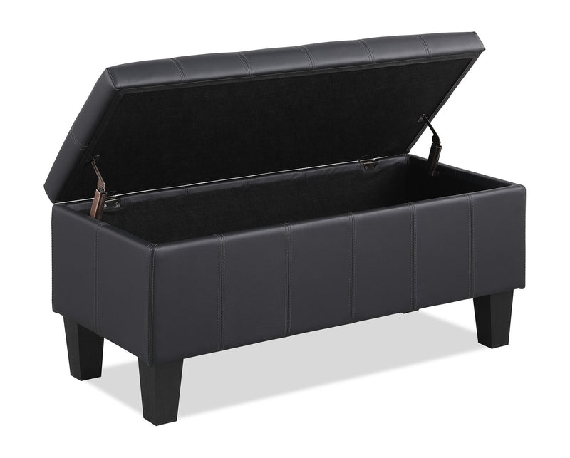 Pouf de rangement James de 39,25 po en similicuir - noir