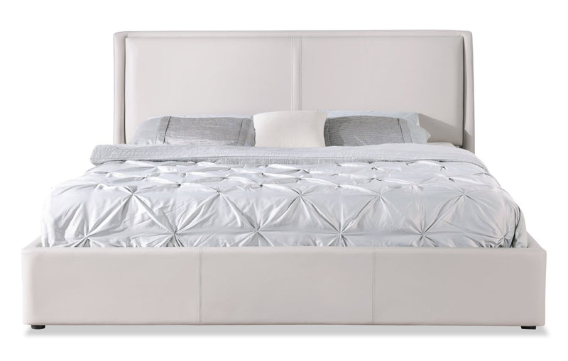 Grand lit de rangement Nico d’apparence cuir - taupe