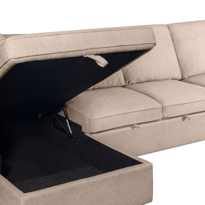 Sofa-lit sectionnel enveloppant de droite Haven de Scott Living 3 pièces en tissu de chenille avec rangement - taupe