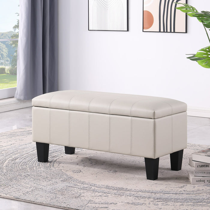 Pouf de rangement James de 39,25 po en similicuir - beige