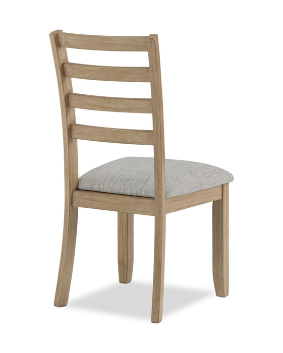 Chaise de salle à manger Cove avec siège rembourré en tissu et dossier en échelle - naturelle et grise