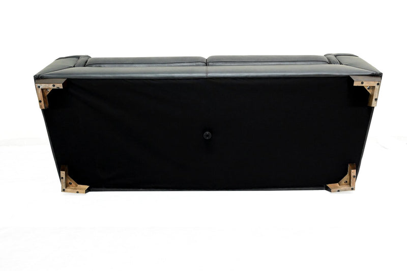 Sofa Classico de 90 po en cuir véritable avec pattes en bois - gris carbone