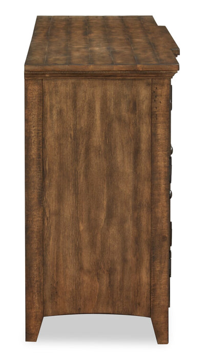 Meuble pour téléviseur traditionnel Wesley de 70 po avec rangement et système de gestion des câbles pour téléviseurs jusqu’à 75 po - muscade grillée