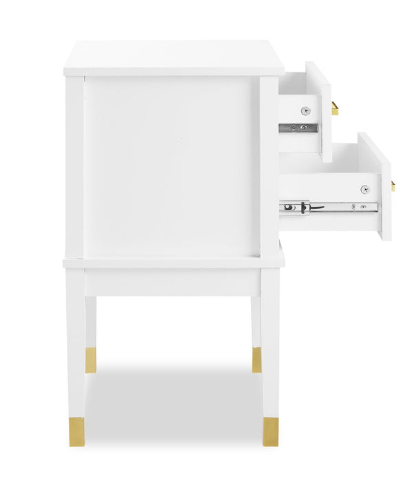 Table de nuit Alia de 18 po (l) x 25,75 po (H) à 2 tiroirs avec touche dorée - blanche
