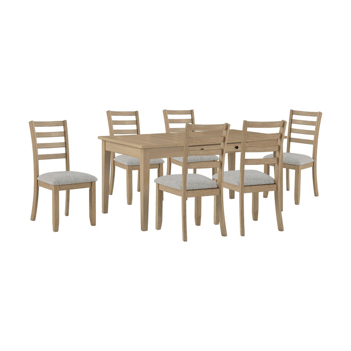 Chaise de salle à manger Cove avec siège rembourré en tissu et dossier en échelle - naturelle et grise