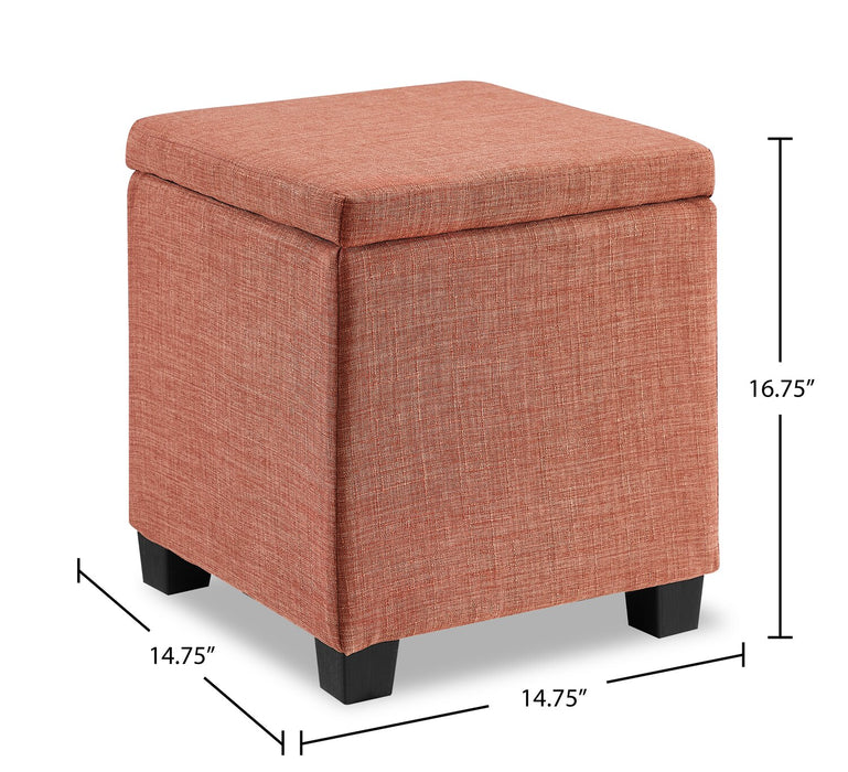 Pouf de rangement carré Halifax de 14,75 po en tissu - orange