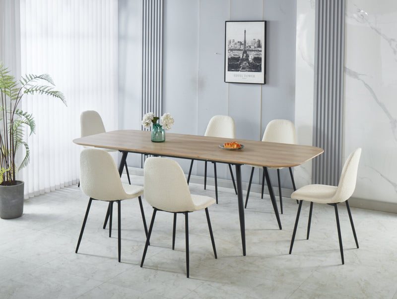 Chaise de salle à manger Joss en tissu de polyester et en métal - blanche