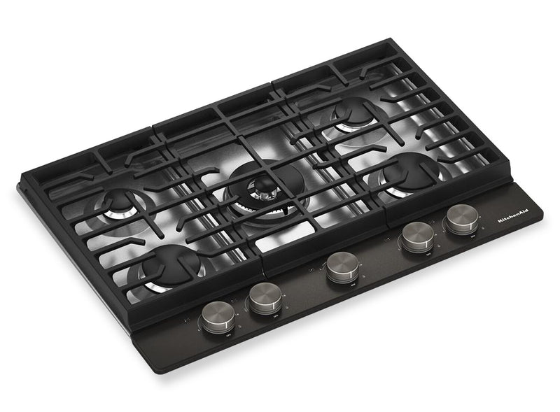 Surface de cuisson KitchenAid au gaz sur métal avec fini CookShield - Black Ore - KCGK730SBE