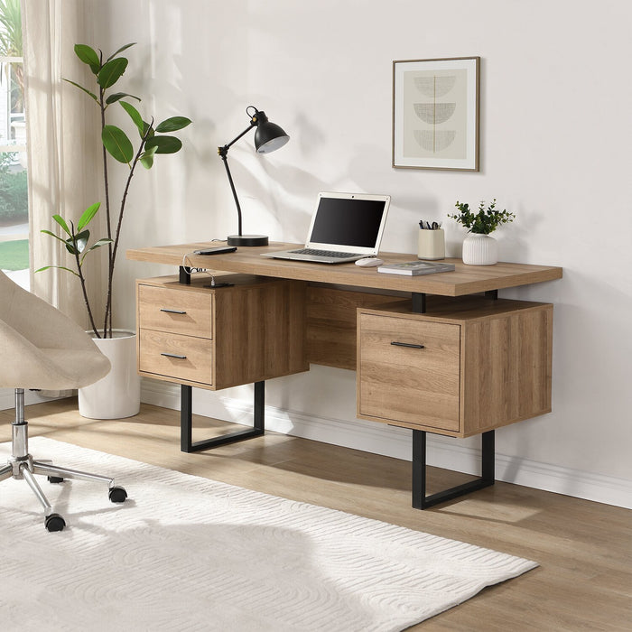 Bureau Winslow de 60 po à 3 tiroirs - brun clair
