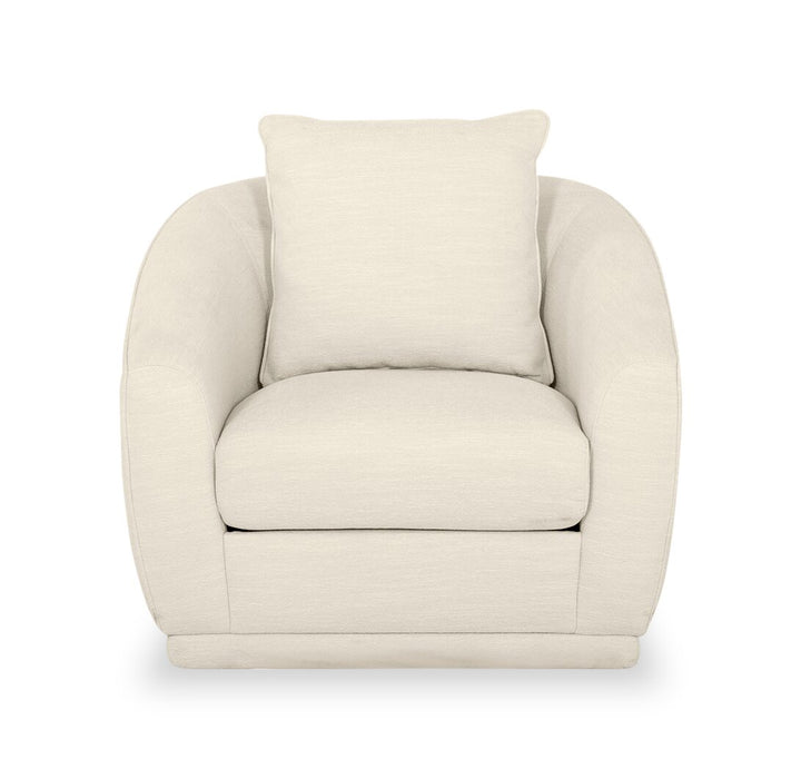 Fauteuil d’appoint pivotant Rio de 34,5 po en tissu de chenille - blanc ivoire