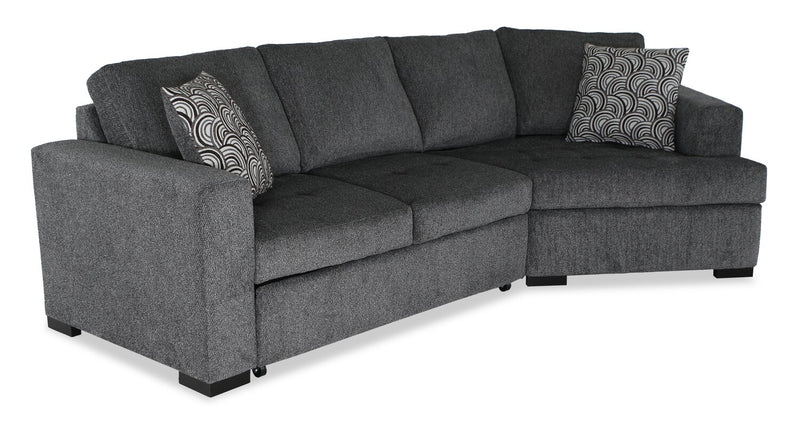 Sofa-lit sectionnel enveloppant de droite Legend 2 pièces fabriqué au Canada en tissu de chenille - gris poivre