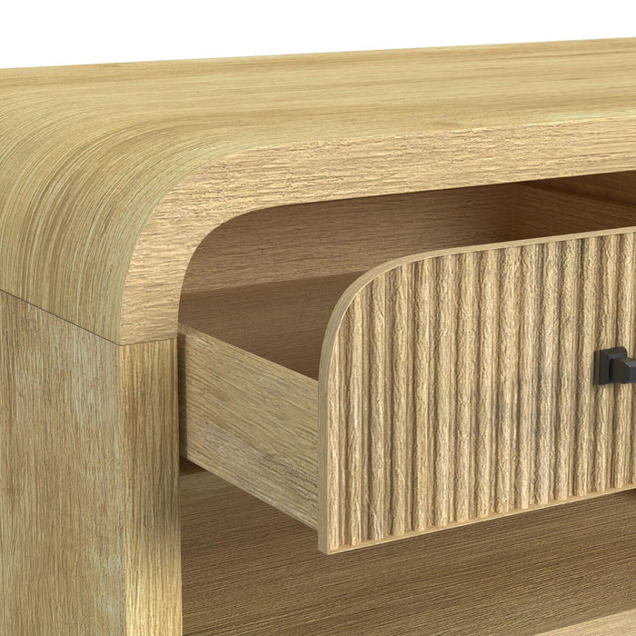 Table à café moderne Scott Living Lenore de 48 po avec rangement, tablette et roulettes - naturelle