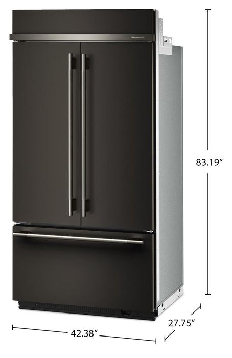 Réfrigérateur KitchenAid de 24,2 pi³ et de 42 po à portes françaises à congélateur inférieur - minerai noir - KBFN542SBE