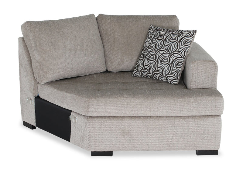 Sofa-lit sectionnel enveloppant de droite Legend 2 pièces fabriqué au Canada en tissu de chenille - beige platine