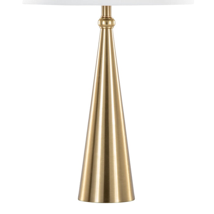Lampe de table Alison de 30 po en métal avec lin blanc - doré
