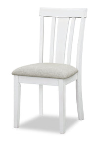  Chaise de salle à manger Brook en tissu de polyester - blanche et grise