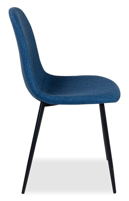 Chaise de salle à manger Jax en tissu de polyester et en métal - bleue