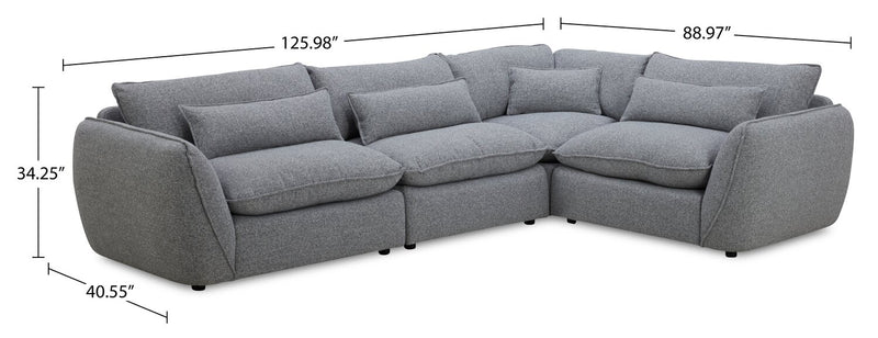 Sofa sectionnel Monaco 4 pièces - gris