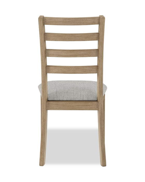 Chaise de salle à manger Cove avec siège rembourré en tissu et dossier en échelle - naturelle et grise
