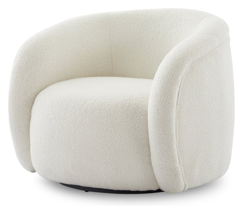 Fauteuil d’appoint courbé Solo de 31,1 po en tissu sherpa - crème glacée
