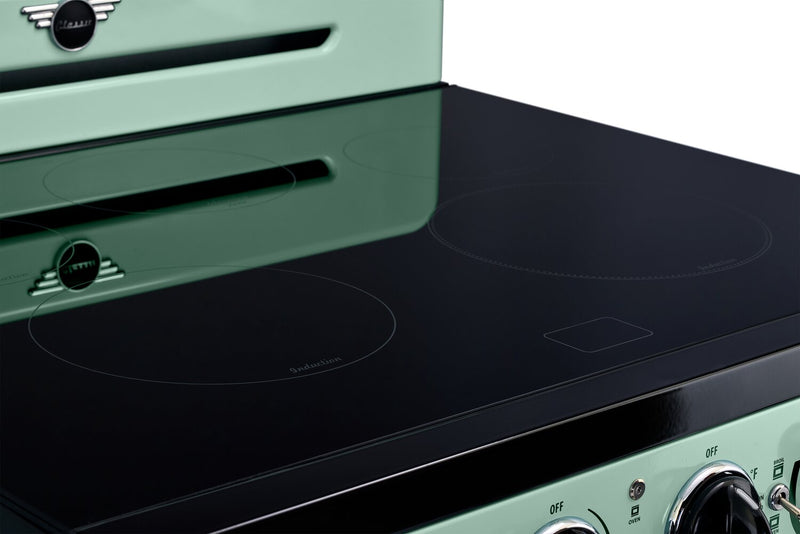 Cuisinière à induction Classic Rétro par Unique de 30 po et de 3,9 pi3 - vert menthe estival - UNQ-30CR IC LG