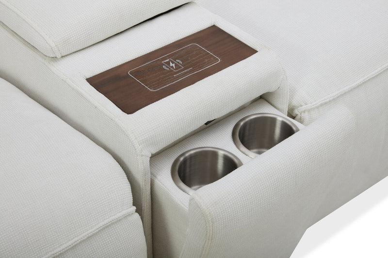 Sofa sectionnel inclinaison électrique Essence 6 pièces avec appuie-têtes électriques - ivoire