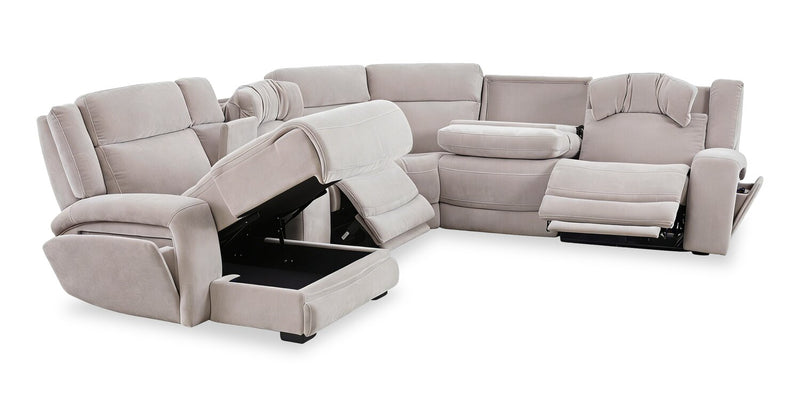 Sofa sectionnel de gauche à inclinaison électrique Legacy de Shaquille O’Neal Home 6 pièces avec confort Shaq-o-pedic - gris 