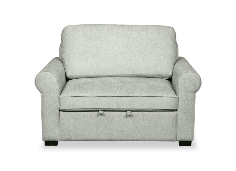 Fauteuil-lit convertible Haven de Scott Living de 55 po en tissu de chenille avec pattes en bois - bleu écume de mer