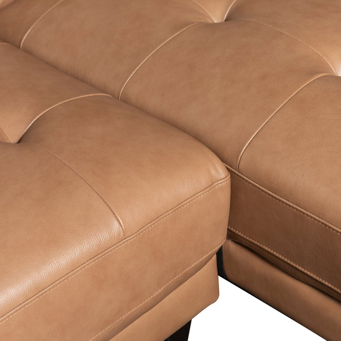 Sofa sectionnel de droite Edge 2 pièces en cuir véritable avec pattes en bois et coussins de dossier amovibles - brun