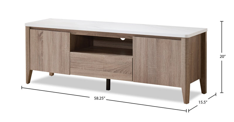 Meuble pour téléviseur moderne Carlton de 58.25 po avec rangement pour téléviseurs de jusqu’à 65 po - taupe foncé