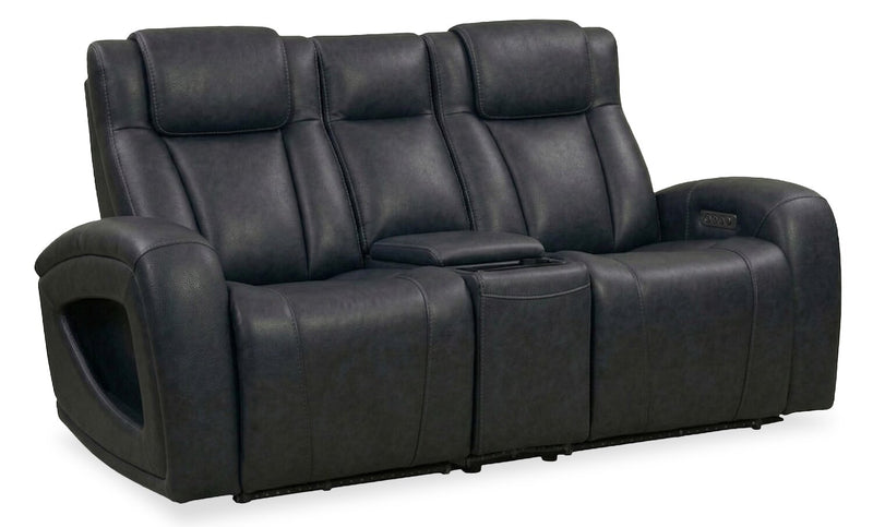 Causeuse à inclinaison électrique Titan de Shaquille O’Neal Home de 81 po en cuir véritable avec confort Shaq-o-pedic - noir 