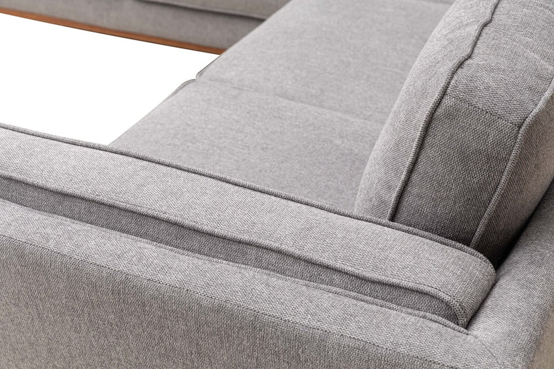 Sofa sectionnel Kassia de Kort & Co. 2 pièces en tissu d’apparence lin avec base et pattes en bois - gris