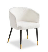  Chaise de salle à manger Gem en tissu bouclé et en métal avec touches dorées - blanche