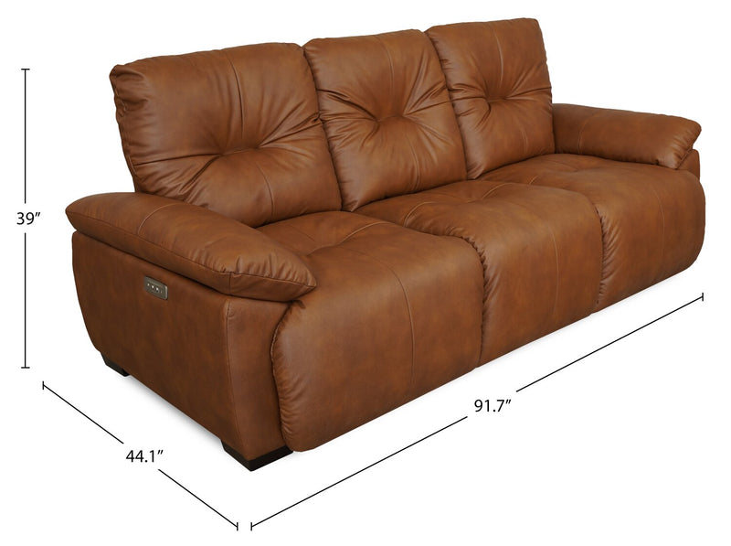 Sofa à inclinaison électrique Bello de 91,7 po en tissu d’apparence cuir - brun