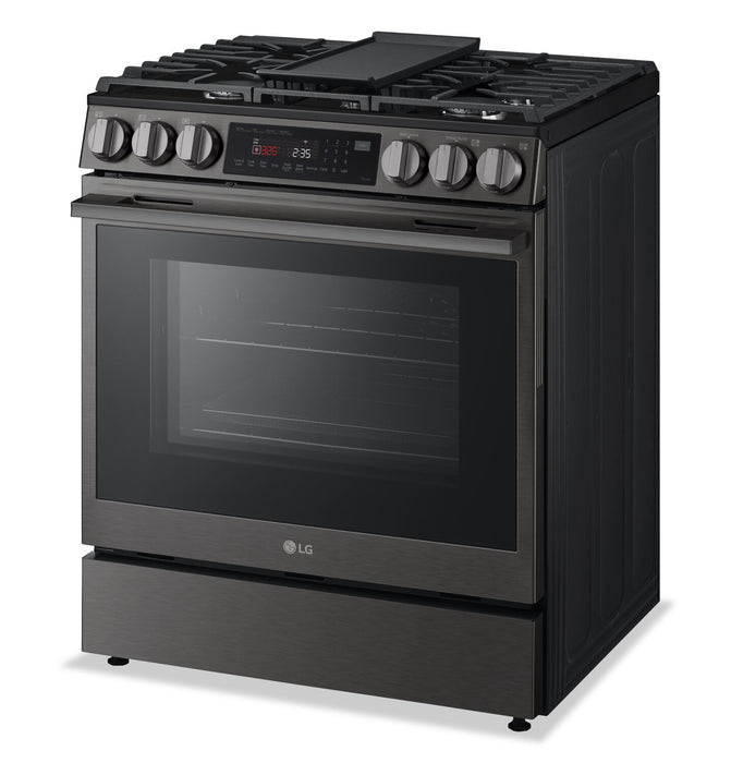Cuisinière intelligente à gaz encastrée LG de 6,3 pi3 avec friture à air – acier inoxydable noir - LSGL6335Z