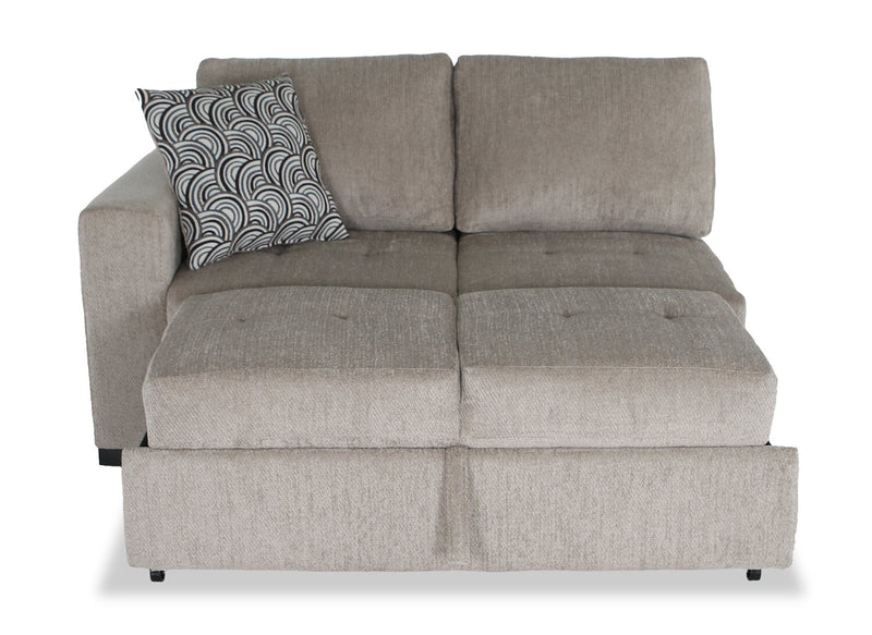 Sofa-lit sectionnel enveloppant de droite Legend 2 pièces fabriqué au Canada en tissu de chenille - beige platine