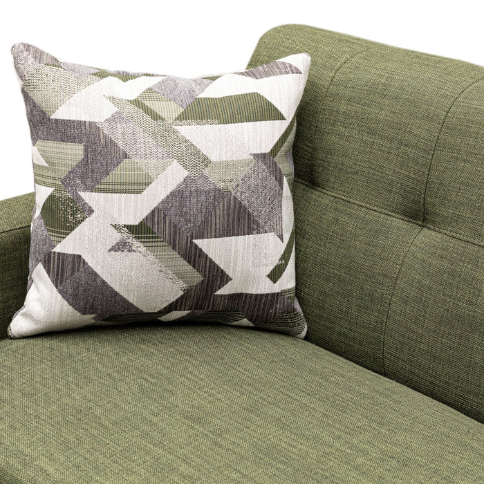 Sofa Freeman de Kort & Co. de 80 po de format condo en tissu d’apparence lin avec base et pattes en bois - vert avocat