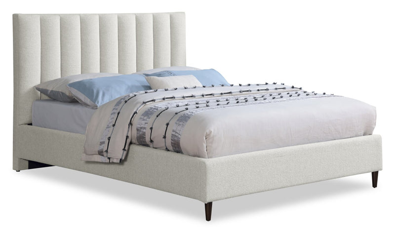 Lit plateforme rembourré Rain de Kort & Co. en tissu taupe capitonné - format lit double